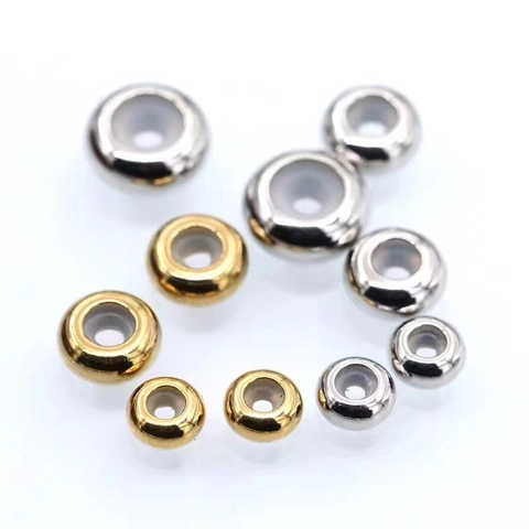 Adjustable Positioning Slider Beads Stainless Steel With Silicone Inner Core For DIY Jewelry Making Bracelet Necklace
