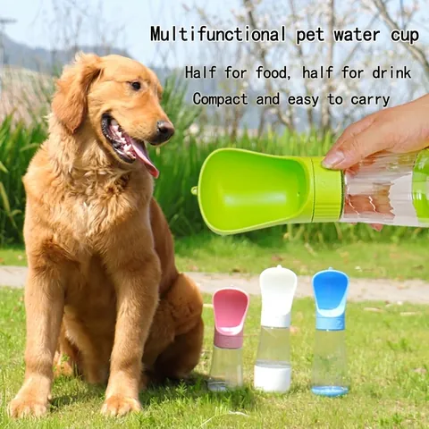 Botella De Agua Portátil Para Mascotas A Prueba De Fugas Plástico Multifuncional Viajes Al Aire Libre Dispensador Perro