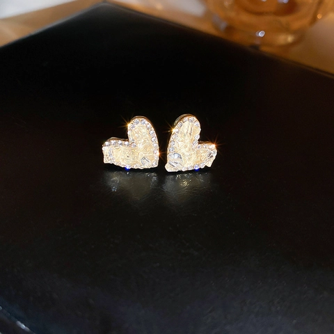 Herz Ohrstecker Mit Champagner Kristall Und Strass Eleganter Süßer Modeschmuck Für Damen Silberner Ohrstecker