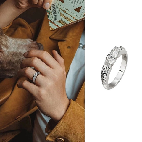 Eye Of Horus Moissanit Ring 925 Sterling Silber Marquise Schliff Punk Hip Hop Verstellbarer Finger Schmuck Herren Damen