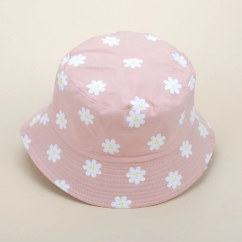 Chapeau Bob Réversible Imprimé Marguerite Femme Polyester Coton Protection Solaire Pliable Accessoires Voyage Été
