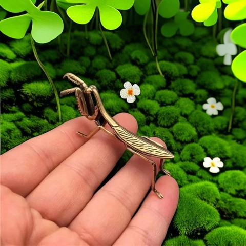 Figura De Mantis De Latón Vintage Miniatura Ornamento De Escritorio Té Mascota Insecto Decorativo Artesanía