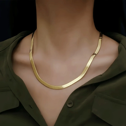 Herringbone Schlangenkette Halskette Edelstahl Flachklinge Gliederschmuck Für Herren Damen