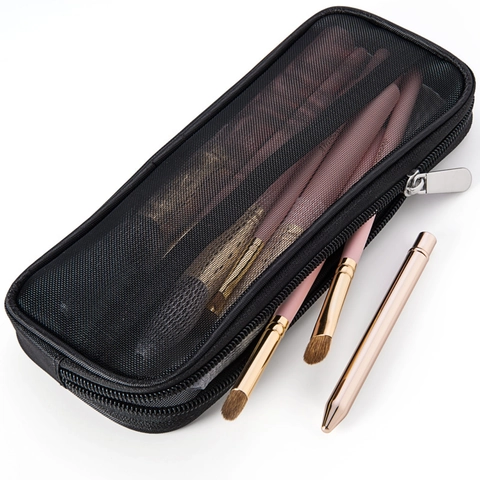 Borsa Organizzatore Per Pennelli Da Trucco In Rete Di Nylon Traspirante Beauty Case Da Viaggio Con Cerniera Custodia Per Trucco Multifunzionale Portatile