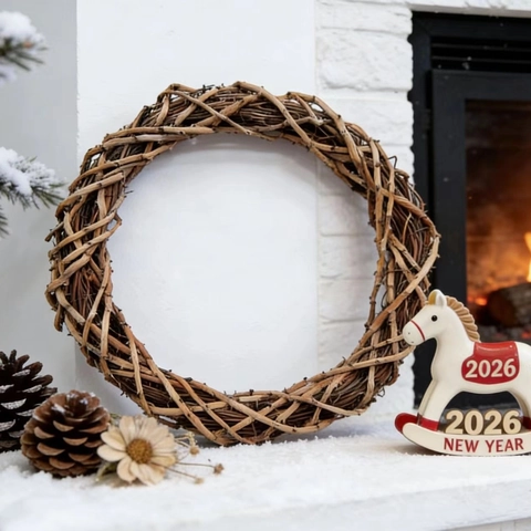 Natürliche Geflochtene Rattan Kranz Basis Für DIY Blumen Handwerk Weihnachten Tür Hängen Dekoration Amerikanischen Land Stil