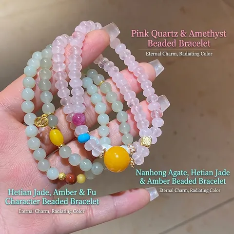 Hetian Jade Bienenwachs Achat Perlenarmband Kupfer Glück Fu Anhänger Chinesischer Stil Retro Ethno Handschmuck Damen