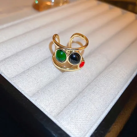 Verstellbarer Offener Ring Vergoldete Legierung Zirkon Chinesischer Drache Herz Blume Retro Mode Schmuck Damen