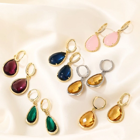 Koreanische Vintage Kupfer Tropfen Ohrringe Für Damen Eingelegt Zirkonia Gold Silber Überzogen Elegant Mode Tropfenschmuck Ohrring