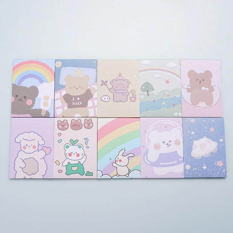 Cartoon Mini Memo Pad Portable Non Adhesive Paper Notebook Animal Floral Design Office School Stationery