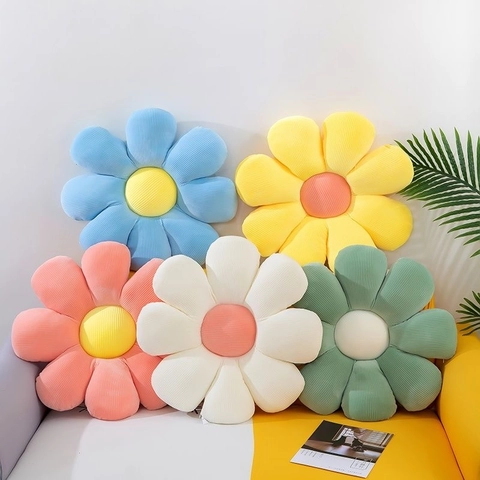Cojín de Asiento con Forma de Margarita Cojín Decorativo de Peluche Suave Pana Girasol Alfombra de Suelo para Hogar Oficina