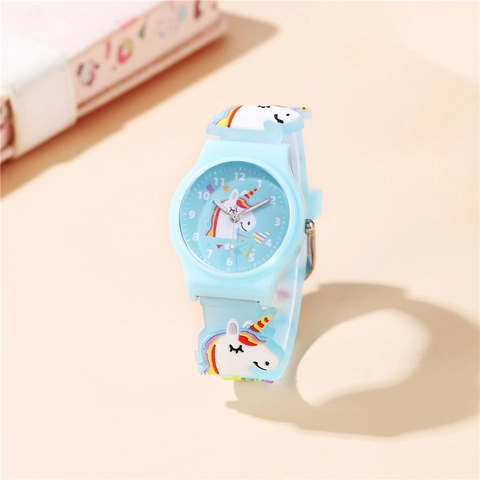 Orologio Analogico Al Quarzo Per Bambini Motivo Unicorno Cartone Animato Cinturino In Plastica Regalo Studente