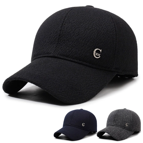 Herren Winter Baseball Kappe Wollstoff Warm Ohrenklappen Winddicht Outdoor Lässig Verstellbar Modisch Hut