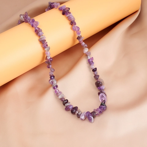 Natural Crystal Stone Chip Necklace Irregular Handmade Bohemian Summer Vacation Jewelry For Women Adjustable Clasp