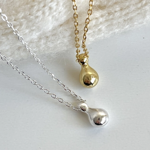 Collana Con Pendente A Goccia D'acqua Minimalista Argento Sterling 925 Placcato Oro 18K Forma Zucca Lucidatura A Specchio Stile Coreano