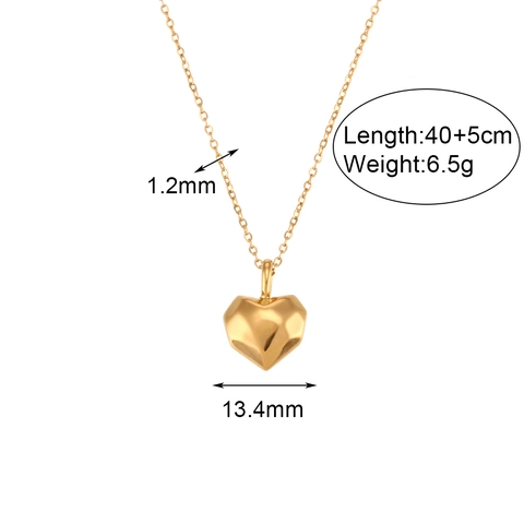 Collana E Orecchini Con Ciondolo A Cuore Minimalista Acciaio Inossidabile Design Geometrico Sfaccettato Gioielli Moda Donna Oro