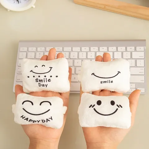 Reposamuñecas De Felpa Suave Almohadilla Para Ratón Con Bordado De Smiley Cojín De Soporte Ergonómico Para Oficina