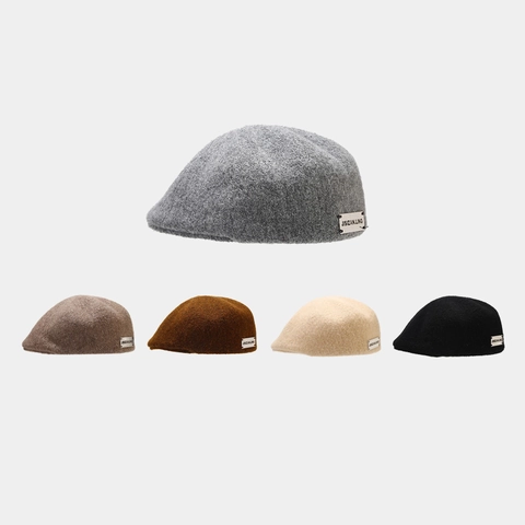 Retro Wool Alpaca Blend Newsboy Cap Warm Solid Color Autumn Winter Flat Beret Hat