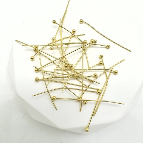 Copper Real Gold Plated Ball Head Pins DIY Jewelry Making Handmade Round Head Needle For Earring Necklace Findings Accessory