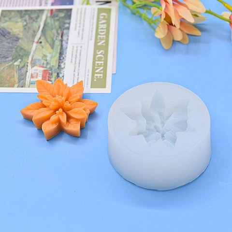 Molde De Silicona Flor De Navidad Poinsettia Hoja De Acebo 3D DIY Para Pastel Fondant Chocolate Jabón Vela