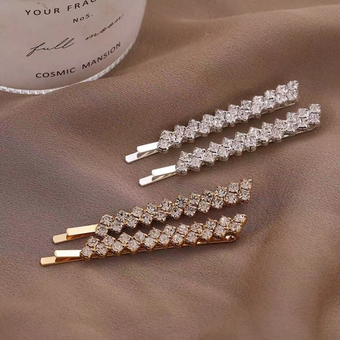 Pasador Pelo Rhinestone Cristal Bobby Pin Aleación Boda Novia Accesorio Lujo Brillante Mujeres