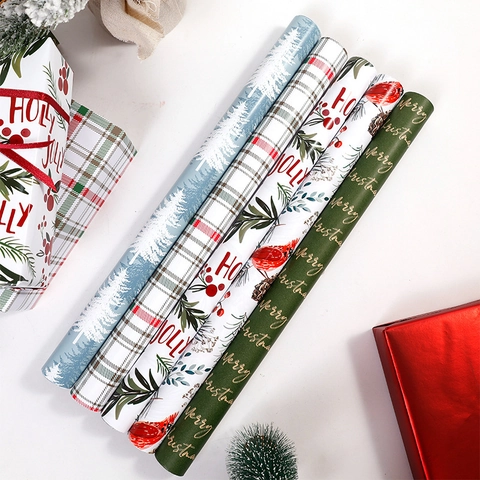 Christmas Gift Wrapping Paper Copperplate Paper Multiple Patterns Festive Holiday Present Decor Hand Drawn Style