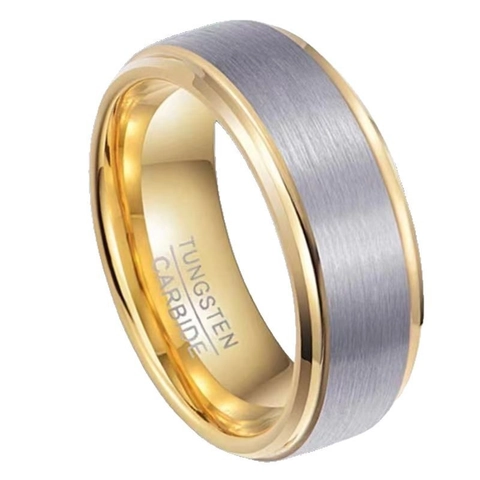 Titanium Steel Ring For Men Brushed Dual Tone Step Edge Comfort Fit Wedding Band Hip Hop Jewelry Fashion Accessory