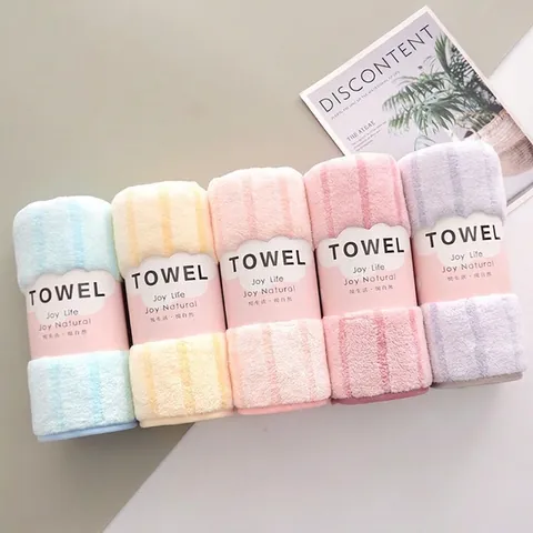 Soft Coral Fleece Striped Towels For Bathroom Face Washing Highly Absorbent Quick Drying Household Modern Style