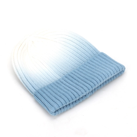 Gebreide Muts Beanie Acryl Tie Dye Gradiënt Met Omslag Winter Warm Winddicht Mode Dames