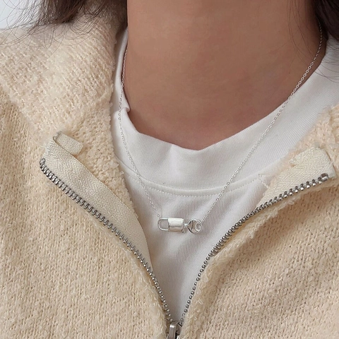 Collar De Plata De Ley 925 Con Colgante De Candado Y Llave Minimalista Cadena Fina Joyería Elegante Para Mujer