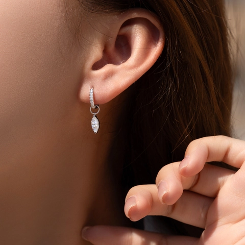 Marquise Geslepen Moissanite Hoop Drop Oorbellen Met 925 Sterling Zilveren Oorsteker Elegante Sieraden Voor Dames