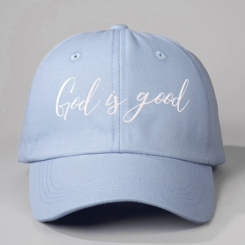God Is Good Printed Baseball Cap Adjustable Polyester Twill Sun Hat For Outdoor Casual Sports Curved Brim Vintage Style