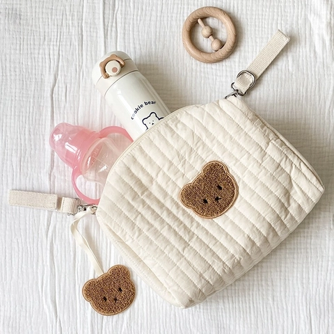 Sac Suspendu Pour Poussette Coton Matelassé Broderie Organisateur De Couches Sac De Voyage Portable Pour Bébé