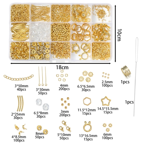 Jewelry Making Supplies Kit Alloy Iron Open Jump Rings Lobster Clasps Multi Compartment Box DIY Craft Findings