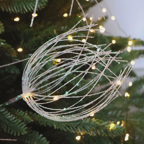 Christmas Tree Decoration Picks Artificial Branches Glitter Sequin Tassel Sparkling Fireworks Dandelion Holiday Home Decor