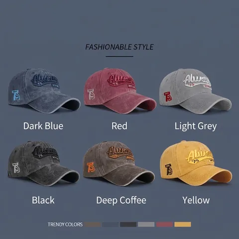 Gorra De Béisbol Vintage Algodón Lavado Bordado 3D Letras Estilo Streetwear Ajustable Protección Solar Sombrero