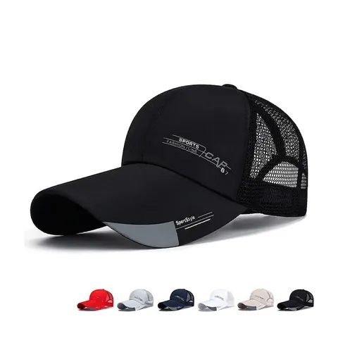 Baseball Cap Breathable Mesh Back Polyester Long Visor Adjustable Outdoor Sports Fashion Letter Print Sun Hat