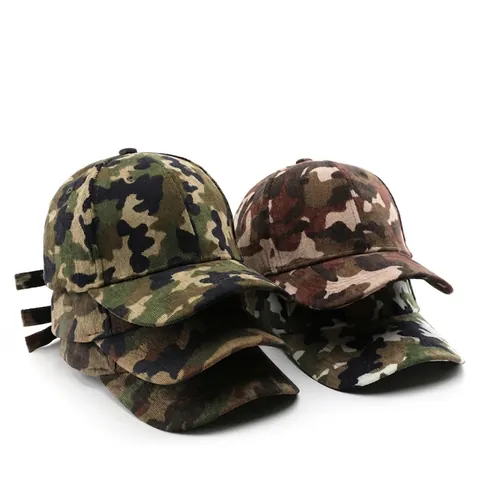 Casquette De Baseball En Velours Côtelé Camouflage Visière Courbée Réglable Protection Solaire Chapeau De Sport De Plein Air