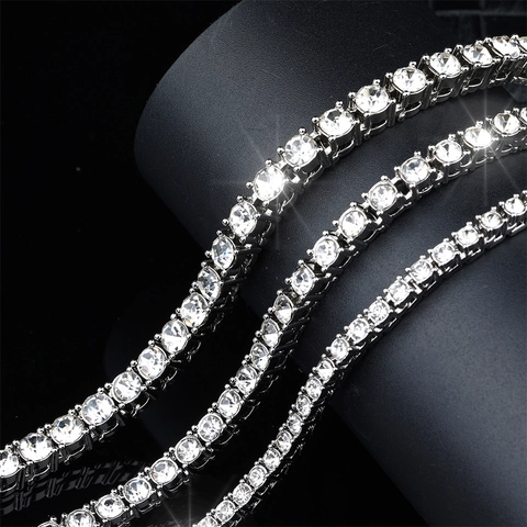 Tennis Bracelet Rhinestone Zinc Alloy Iced Out Hip Hop Hand Chain Classic Shiny Jewelry For Men Women Trendy Accessories
