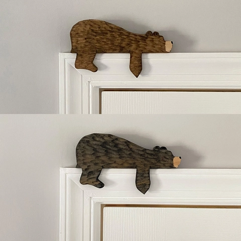 Beer Deurkozijn Hoek Decoratie Houten Handgesneden Dierlijke Sculptuur Home Decor Ornament Rustiek Bruin Figuur