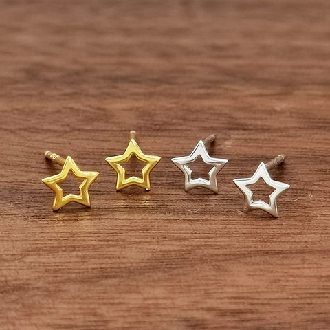 Orecchini A Lobo A Stella Vuota In Argento Sterling 925 Gioielli Di Moda Geometrici Minimalisti Per Donne