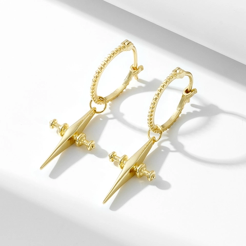 Mode 925 Sterling Silber Kreuz Drop Hoop Ohrringe für Frauen Individuelle Ins Stil Gold Platin Plattiert Schmuck Zubehör