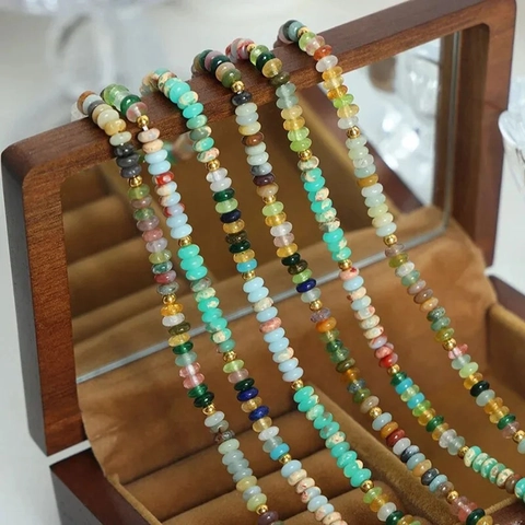 Handmade Beaded Necklace Natural Stone Artificial Pearl Titanium Steel Bohemian Vintage Niche Aesthetic Jewelry For Women