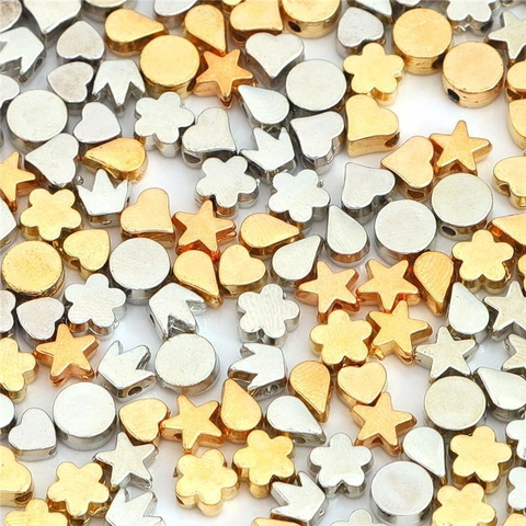 Spacer Beads Multi Shapes Star Heart Flower Crown DIY Jewelry Making Electroplated CCB Plastic Gold Silver Components