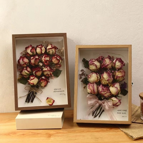 3D Shadow Box Picture Frame Wood Hollow Deep Display Case For Dried Flowers Specimens Desktop Wall Decor Modern