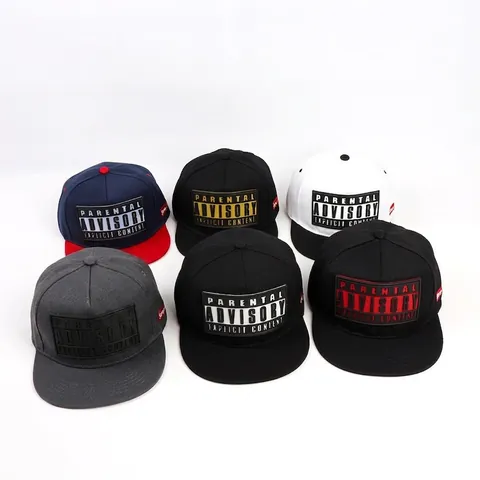 Cappello Da Baseball A Tesa Piatta Snapback Cotone Poliestere Logo Parental Advisory Hip Hop Streetwear Protezione Solare Regolabile