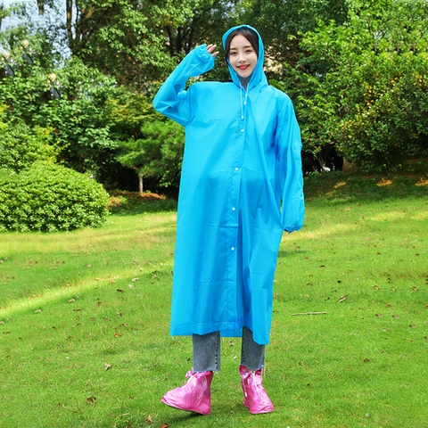 Impermeabile Riutilizzabile Per Adulti Poncho Pioggia In EVA Ispessito Impermeabile Con Coulisse Bottone A Pressione Outdoor Escursionismo