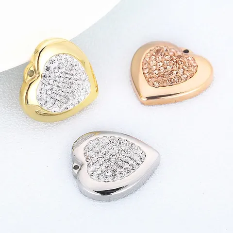 Hart Hanger Roestvrij Staal Strass Micro Pave Voor DIY Sieraden Maken Accessoires Mode Trendy Zircon Charm