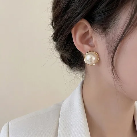 Orecchini A Lobo Con Künstliche Perle Imitazione Rotonde Con Perno In Argento Sterling 925 Stile Francese Vintage Minimalista Elegante Per Donna