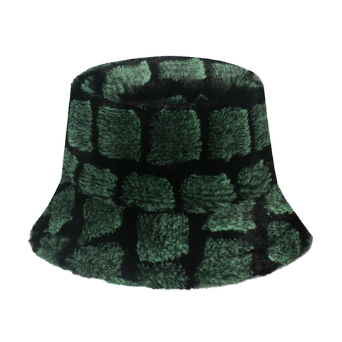 Cappello Alla Pescatora Donna Pelliccia Sintetica Caldo Inverno Spesso Scacchi Peluche Casual Per Il Freddo