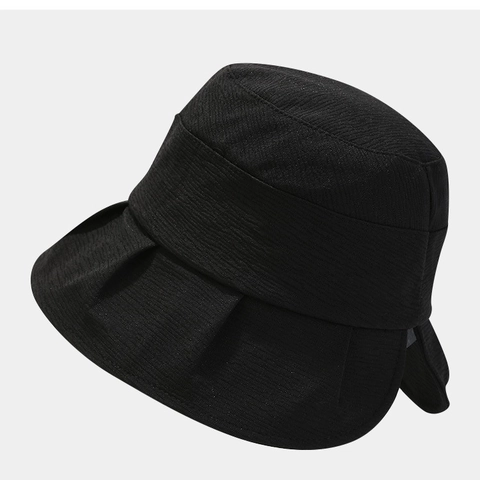 Women Bucket Hat Polyester Foldable Sun Protection Japanese Style Elegant Casual Pleated Brim Fisherman Summer Sun Hat